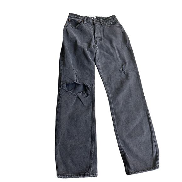 Abercrombie & Fitch The Dad High Rise Jeans 2 Short / 26 Button Fly Straight Leg - Picture 6 of 6